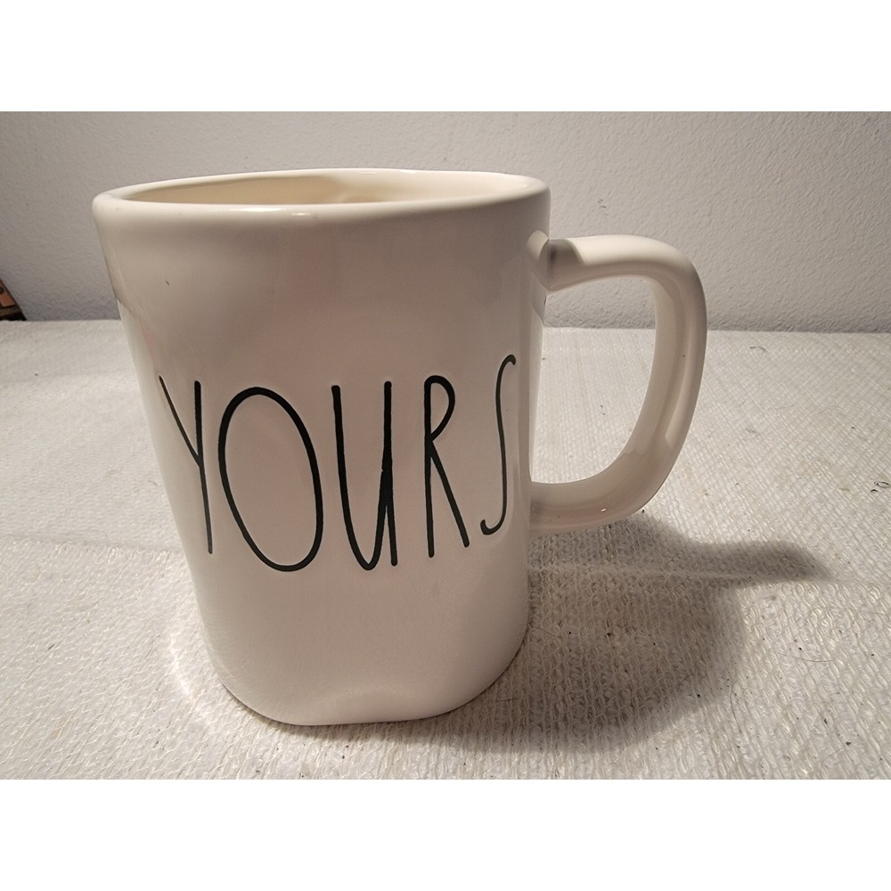 Rae Dunn Artisan Collection Magenta "Yours." Ivory 18 oz Coffee Mug Euc